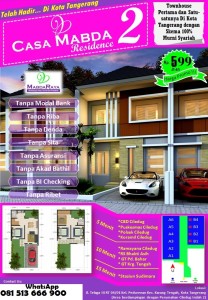 Rumah di Jual di Ciledug Casa Mabda Residence 2 Tangerang