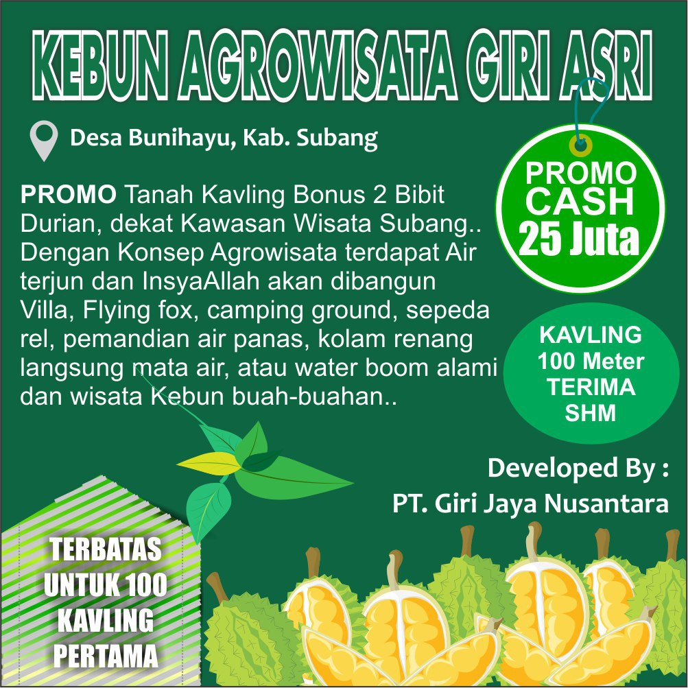 Kebun Agrowisata Giri Asri Subang Kavling Lantaburro 