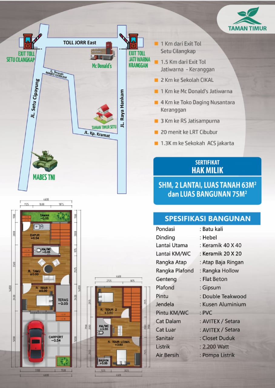 Rumah di Taman Timur Cipayung Jakarta